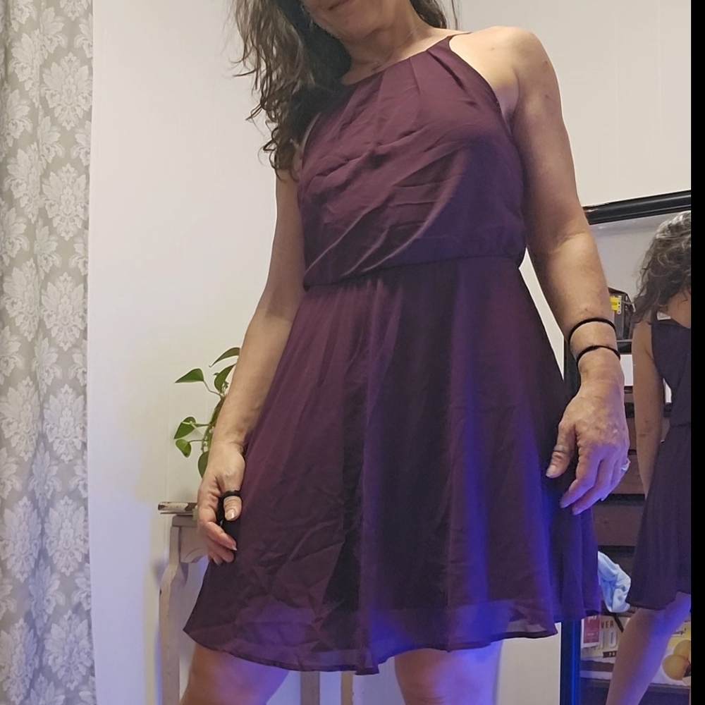 Blue Rain Plum Halter Mini Dress